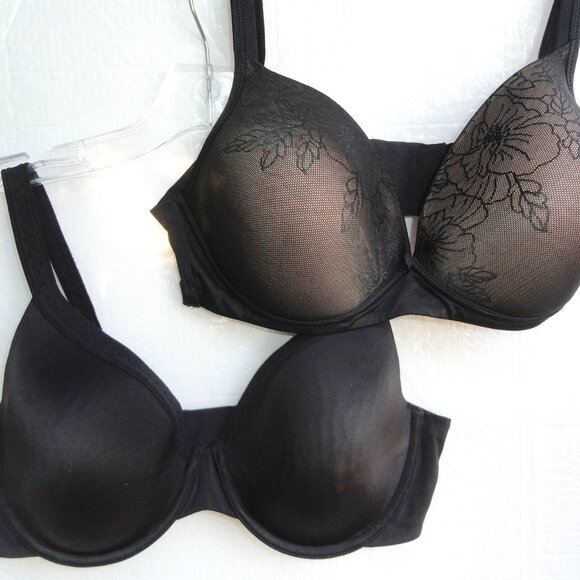 Warner's Padded Cup 38C Wire Free Black Lace & Black 38C Wired Bra No padding - Picture 1 of 16